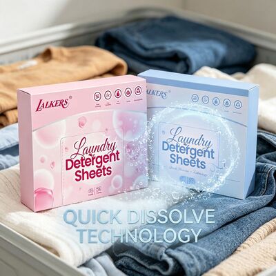 Hojas de detergente para ropa ultra concentradas sin plástico, se disuelven rápidamente en agua caliente y fría