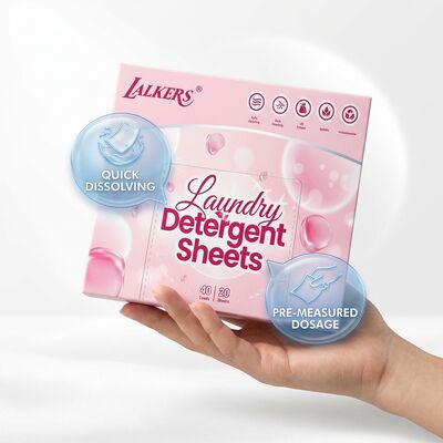 Hojas de detergente para ropa a base de plantas de alto rendimiento con embalaje sin desperdicio y tiras premedidas