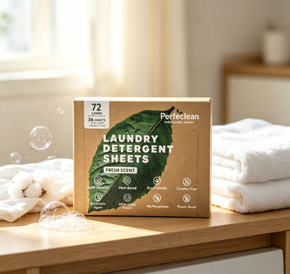 Buen precio Hojas de detergente para ropa biodegradables sostenibles con tensioactivo de origen vegetal para compatibilidad con los tanques sépticos y con un ingrediente activo superior al 55% en línea