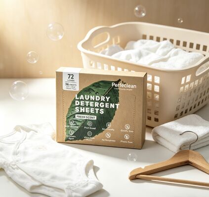 Buen precio Hojas de detergente para ropa biodegradables 100% a base de plantas, compatibles con HE para lavado ecológico en línea