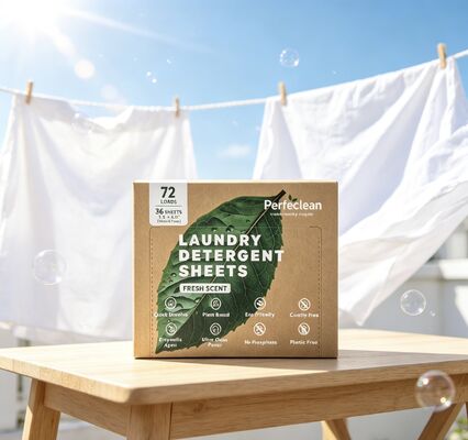 Buen precio Lámina de detergente para ropa biodegradable de origen vegetal para almacenamiento de lavadoras ecológicas compactas en línea