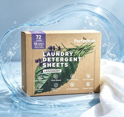 Hojas de detergente para ropa biodegradable y biodegradable, no tóxicas, con tensioactivo de origen vegetal para el lavado ecológico