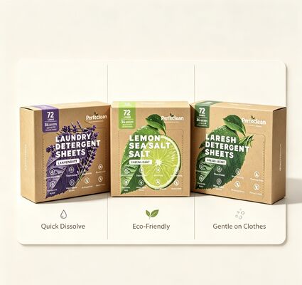 Hojas de Lavado Biodegradables a Base de Plantas con 55% de Ingrediente Activo y Cero Agentes Fluorescentes para Lavandería Ecológica