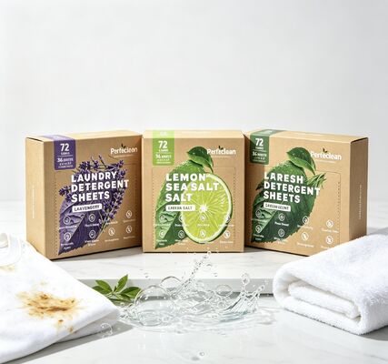 Hojas de jabón para ropa biodegradables a base de plantas con fórmula no corrosiva para una limpieza suave