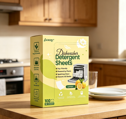 Plant Based Surfactant Biodegradable Dishwashing Sheets 11x14cm por Strip for Sparkling Clean Dinnerware (Lavos de lavado de platos biodegradables basados en plantas)